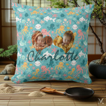 Dubbele foto kussen en kawaii oceaan patroon