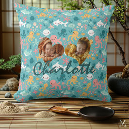 Dubbele foto kussen en kawaii oceaan patroon