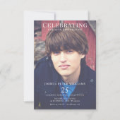 Dubbele foto mannelijke 25e verjaardag kaart (Voorkant)