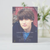 Dubbele foto mannelijke 25e verjaardag kaart (Staand voorkant)