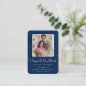 Dubbele foto Memorial Funeral Blue Prayer Kaart Visitekaartje (Staand voorkant)