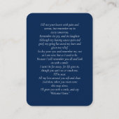 Dubbele foto Memorial Funeral Blue Prayer Kaart Visitekaartje (Achterkant)