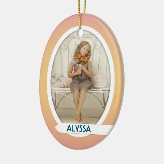 Dubbele foto met kerstversiering keramisch ornament (Links)