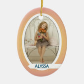 Dubbele foto met kerstversiering keramisch ornament (Voorkant)