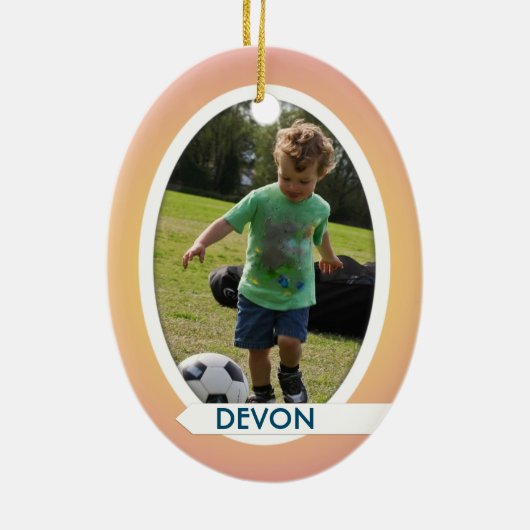 Dubbele foto met kerstversiering keramisch ornament (Achterkant)