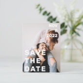 Dubbele foto modern groot en vet, sla de datum in briefkaart (Staand voorkant)