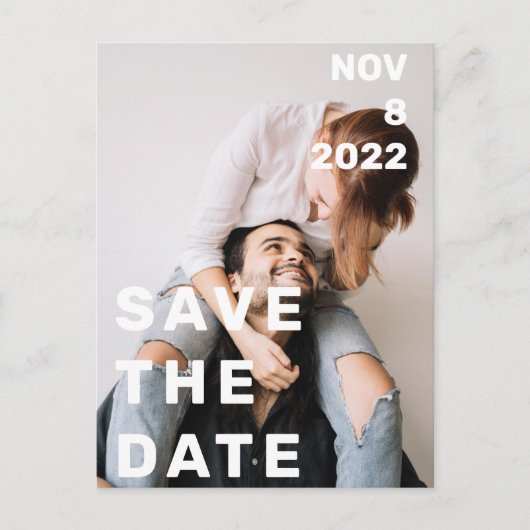 Dubbele foto modern groot en vet, sla de datum in briefkaart (Voorkant)