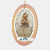 Dubbele foto ovale kerstornament keramisch ornament (Links)
