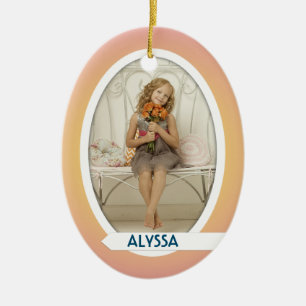 Dubbele foto ovale kerstornament keramisch ornament