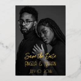 Dubbele foto Sla de datums op met Folie Uitnodiging