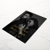 Dubbele foto Sla de datums op met Folie Uitnodiging (Gedraaid)