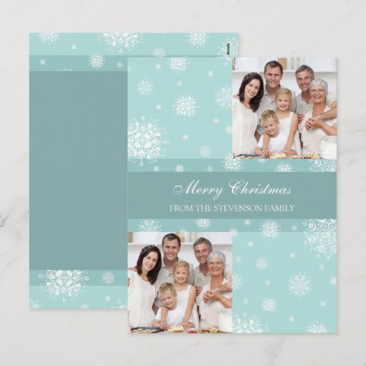 Dubbele foto Vrolijk Kerstfeest Briefkaarten Sneeu (Voorkant / Achterkant)