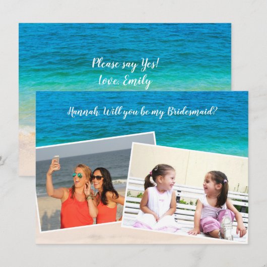 Dubbele foto zal je mijn Bridesmaid Kaart zijn (Voorkant / Achterkant)