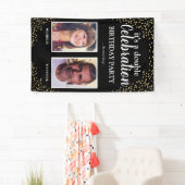 Dubbele foto Zwart Goud Verjaardagsfeest Spandoek (Insitu)
