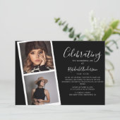 Dubbele fotostrip | Uitnodiging rouwplechtigheid (Staand voorkant)