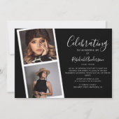 Dubbele fotostrip | Uitnodiging voor rouwplechtigh (Voorkant)