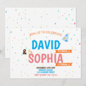 Dubbele geboorte Partij Gezamenlijke Siblings Boy  Kaart (Voorkant / Achterkant)