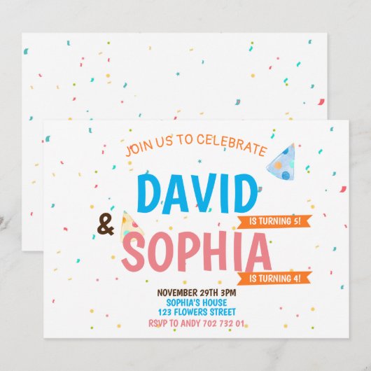 Dubbele geboorte Partij Gezamenlijke Siblings Boy  Kaart (Voorkant / Achterkant)