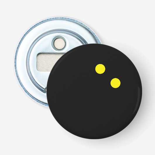 Dubbele gele stip squash bal grappige koelkastmagn button flesopener (Voorkant)