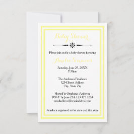 Dubbele gele trim - 3x5 Baby shower uitnodiging