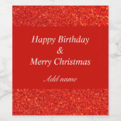 Dubbele gelegenheid verjaardag en kerstlabel wijn etiket (Enkel label)