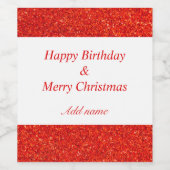 Dubbele gelegenheid verjaardag en kerstlabel wijn etiket (Enkel label)