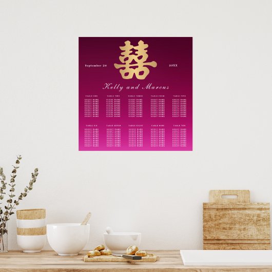 Dubbele geluk | Startplan voor bruiloft Poster (Keuken)