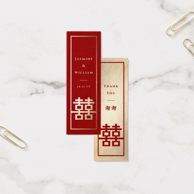 Dubbele gelukkige Chinese bruiloft DIY Gift Labels Mini Visitekaartjes (Kantoor)