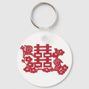 Dubbele gelukkige vogels sleutelhanger