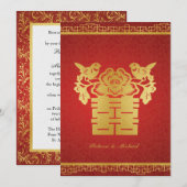 Dubbele gelukkigheid Chinese Gedekte Wedding nodig Kaart (Voorkant / Achterkant)