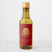 Dubbele geluksbloem Chinese bruiloft Wijn Etiket (Voorkant)