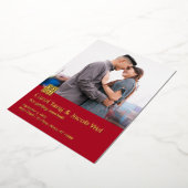 Dubbele geluksbruiloft folie opslaan van de datum feestdagenkaart (Gedraaid)