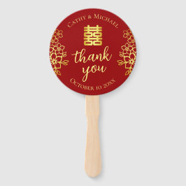 Dubbele geluksfloral dank je chinese bruiloft handwaaier