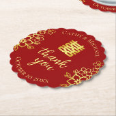 Dubbele geluksfloral dank je chinese bruiloft kartonnen onderzetters (Gekanteld)