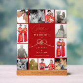 Dubbele geluksknoop Chinese bruiloft 12 Foto Acryl Bord (Neutraal)