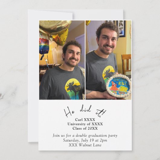 Dubbele gezamenlijke afstudeerpartij Uitnodiging (Achterkant)