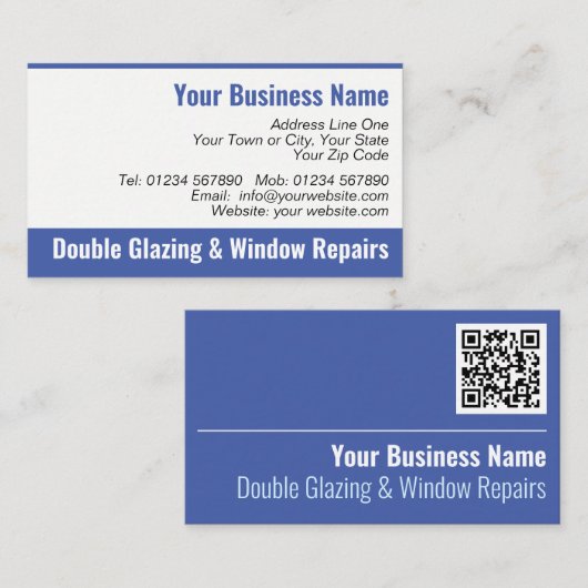 Dubbele Glazing & Windows Repareert QR-code Visitekaartje (Voorkant / Achterkant)