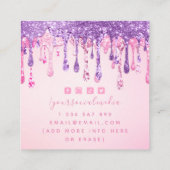 Dubbele glitterroze en Paarse rugleuning Vierkante Visitekaartje (Achterkant)