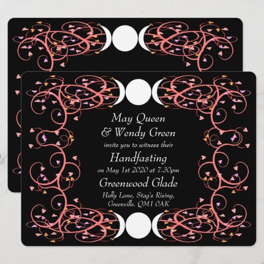 Dubbele Godin Lesbische Wiccan Handfasting Uitnodi Kaart (Voorkant / Achterkant)