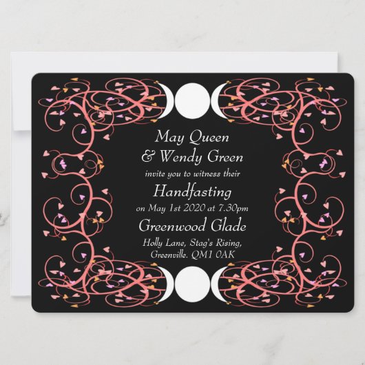 Dubbele Godin Lesbische Wiccan Handfasting Uitnodi Kaart (Voorkant)