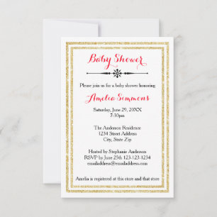 Dubbele Gold Trim - 3x5 Baby shower Uitnodiging