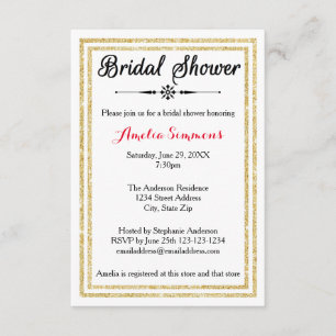 Dubbele Gold-trim - 3x5 Bridal Shower-uitnodiging Kaart