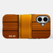 Dubbele gouden band op hout Case-Mate iPhone case (Achterkant (horizontaal))