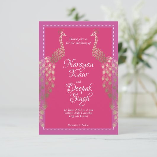 Dubbele gouden pacocks Indiaas Kaart (Staand voorkant)