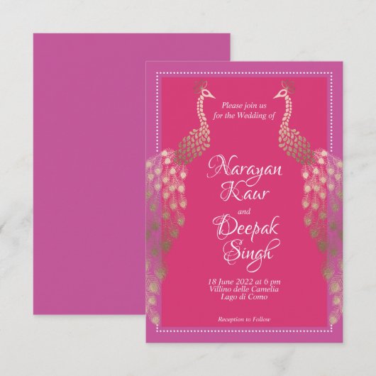 Dubbele gouden pacocks Indiaas Kaart (Voorkant / Achterkant)