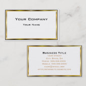 Dubbele Gouden Rand Zwarte Minimalistische Zakelij Visitekaartje (Voorkant / Achterkant)