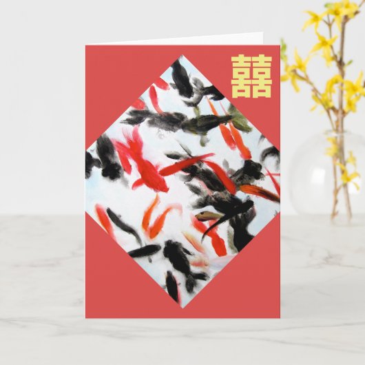 Dubbele goudvis kaart (Gele Bloem)