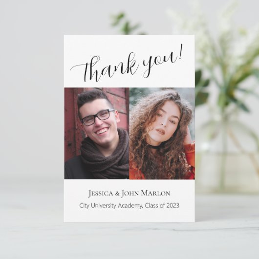 Dubbele graduatiepartij bedankkaart (Staand voorkant)
