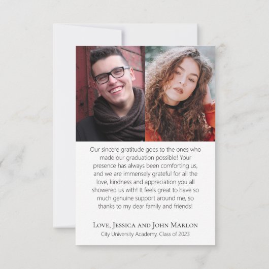 Dubbele graduatiepartij bedankkaart (Achterkant)