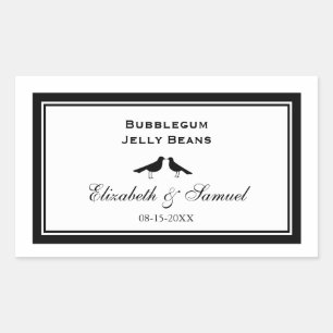 Dubbele grens liefde vogels bruiloft receptie snoe rechthoekige sticker